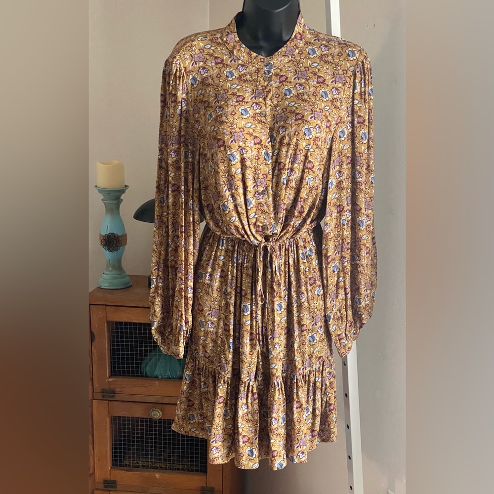 Rebecca Minkoff Helen Floral Dress. Color: Golden Yellow. Multi: Floral - Picture 5 of 11